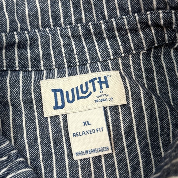 Duluth Trading Co Free Swingin Flannel Shirt Men's‎ XL Relaxed Fit Striped Blue - Picture 4 of 12